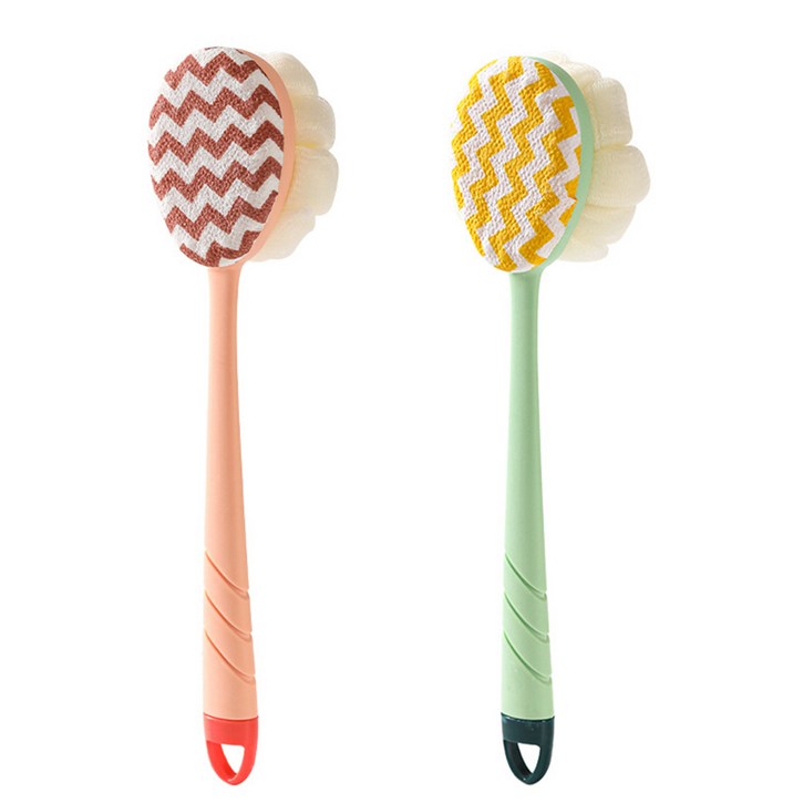 11 양면 핸디형 목욕 샤워솔 샤워 바디브러쉬 샤워볼 등밀이, 2개, 1세트, 때밀이형 그린핑크
