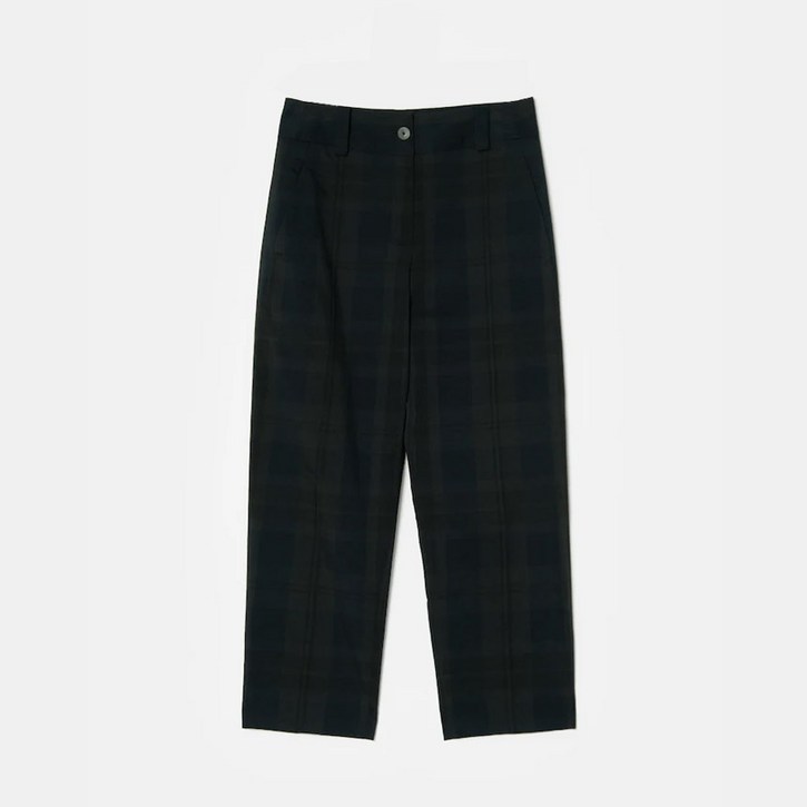 BEANPOLE 빈폴 레이디스 네이비 체크 맘핏 O실루엣 배기 팬츠 BF0821U33R
