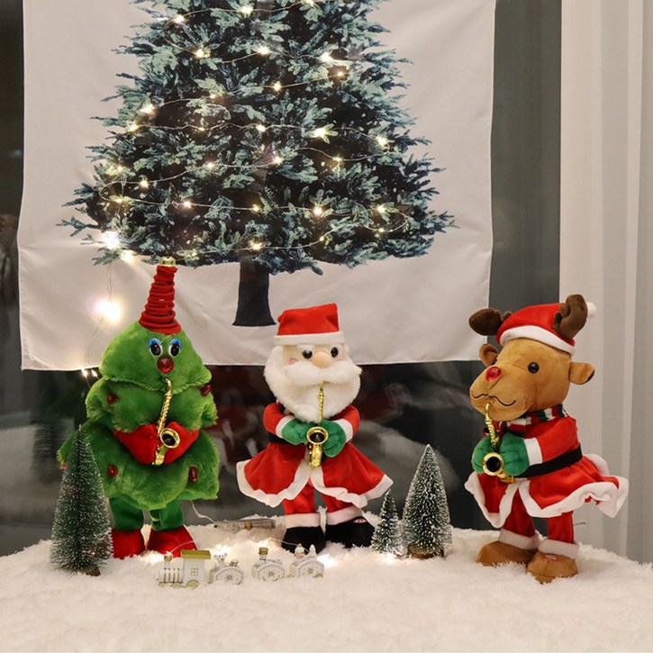 파티굿즈 크리스마스 트리 산타 루돌프 춤추는 캐롤 댄싱 인형