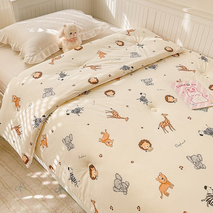 수스존 부드러운 구름촉감 코튼니트 양면 차렵이불 순면 사계절용 포근한 애착이불