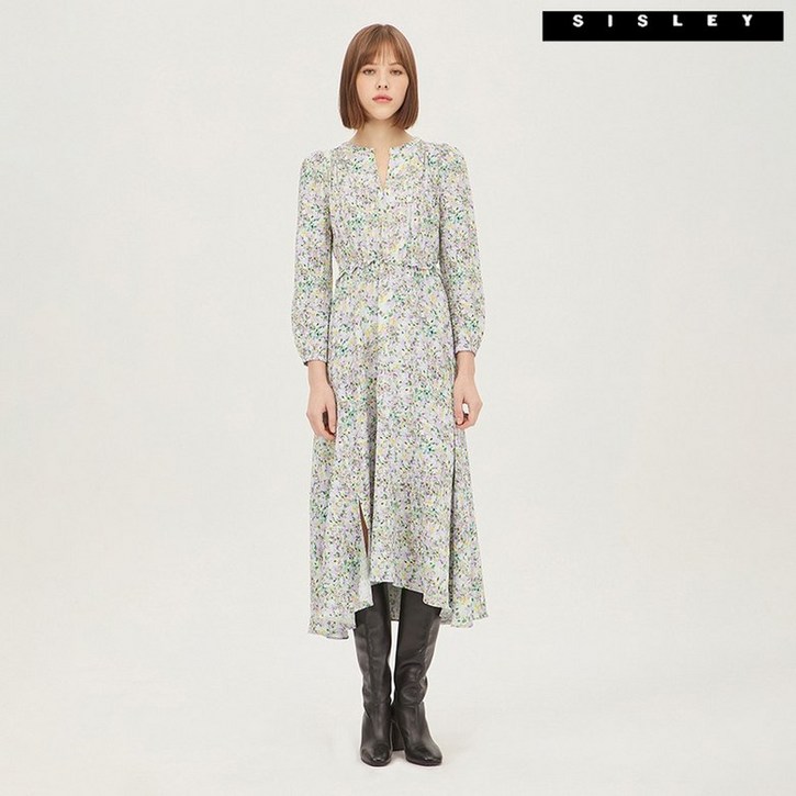 시슬리 아울렛 사라 프린트 롱 원피스 SAOPA2411VO