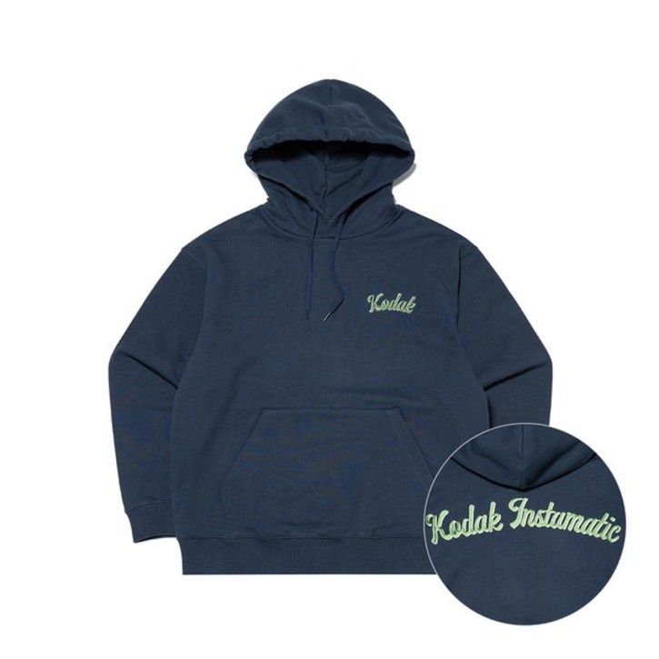 코닥 남성 후드집업 에센셜 레터링 고중량 후드티셔츠 NAVY