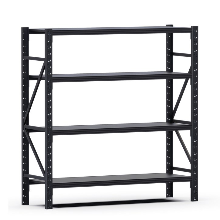 코랙코리아 킹랙라이트 단당100kg 고릴라랙 앵글선반 철제선반 진열대, 4단, 블랙