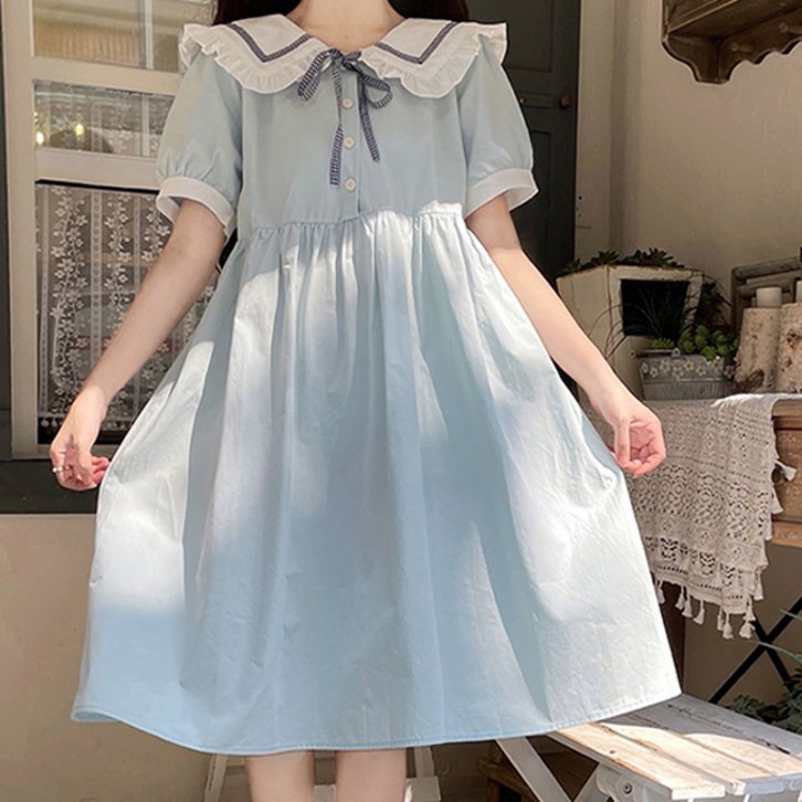 메이첼 큐티리 빅카라 리본 데일리핏 미디 원피스 02234