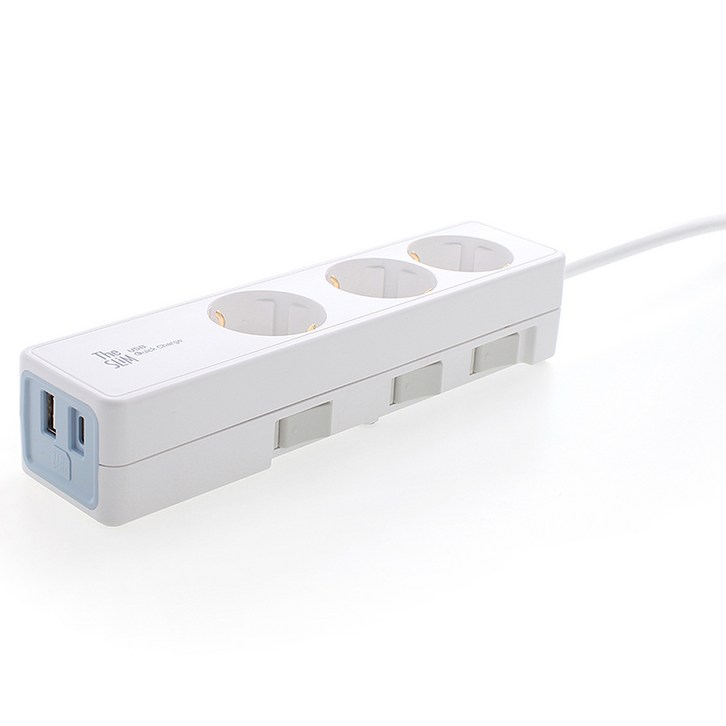 네모탭 더슬림 USB PD 45W A타입C타입 개별 디자인 컬러 고성능 초고속충전 멀티탭 3구 SYSB3 USB CT45, 화이트, 1개, 1.5m