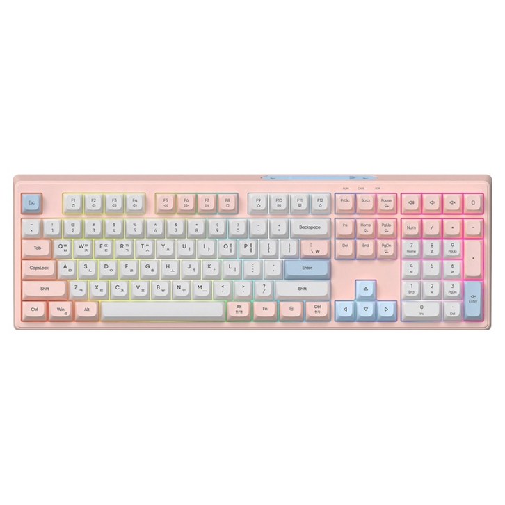 긱스타 USB C 유선 멤브레인 키보드, Pink  Blue  White, GK01P, 백축