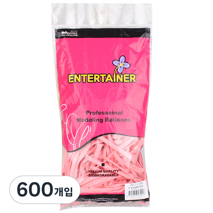 파티쇼 네오룬즈 260N 요술풍선, 스탠다드 핑크, 600개