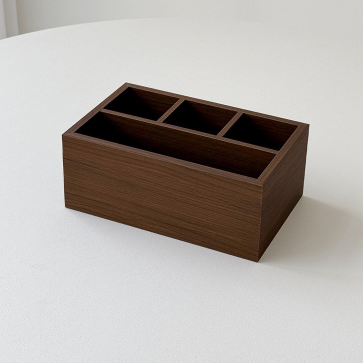 우드 4칸 리모컨 거치대 다용도 정리함