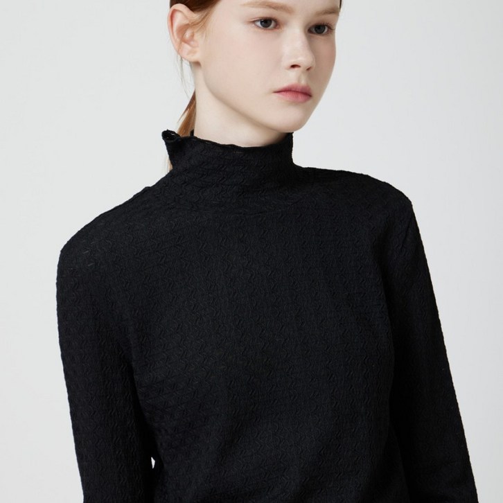 레이스 하이넥 티셔츠 C254PSM054