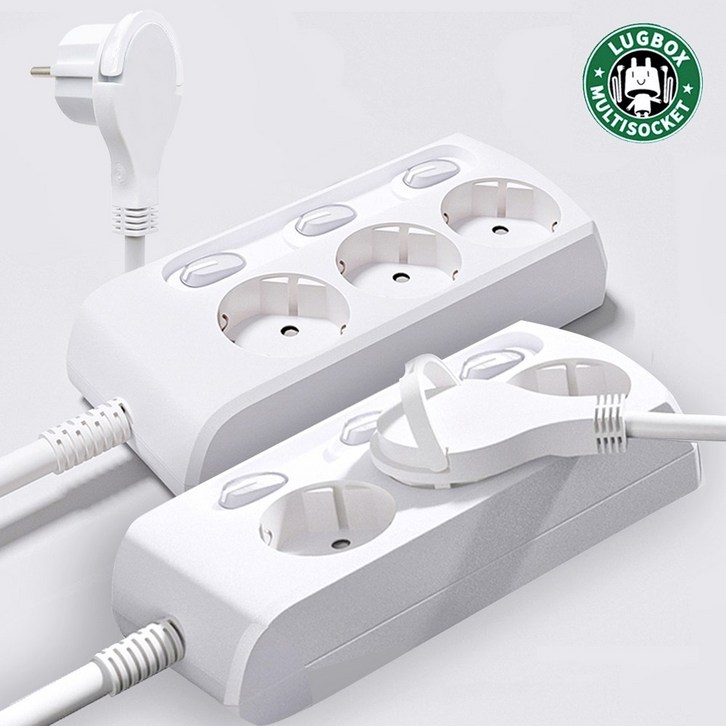 러그박스 3구 개별 이지콕플러그 납작 멀티탭 화이트 1.5m3m