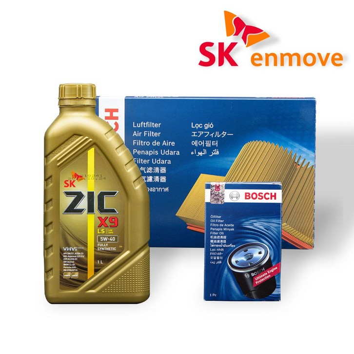 쏘렌토 MQ4 디젤 엔진오일 세트 지크 X9 LS 5W40 6L 보쉬 필터 A 3020 O 0371, 6L, 1세트