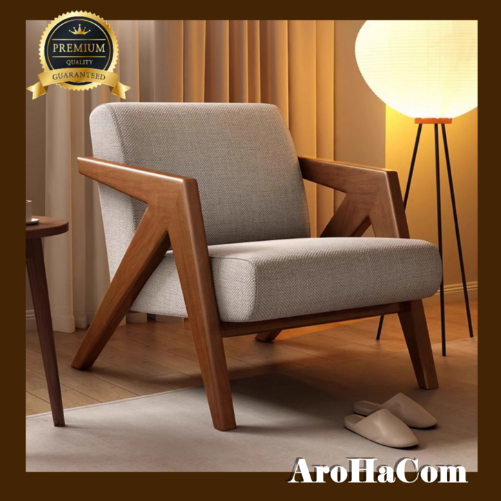 아로하닷컴 카페의자 낮은 라운지체어 암체어 1인 1인용 의자 엔틱 인테리어 미드센츄리 팔걸이, 1세트, 월넛린넨