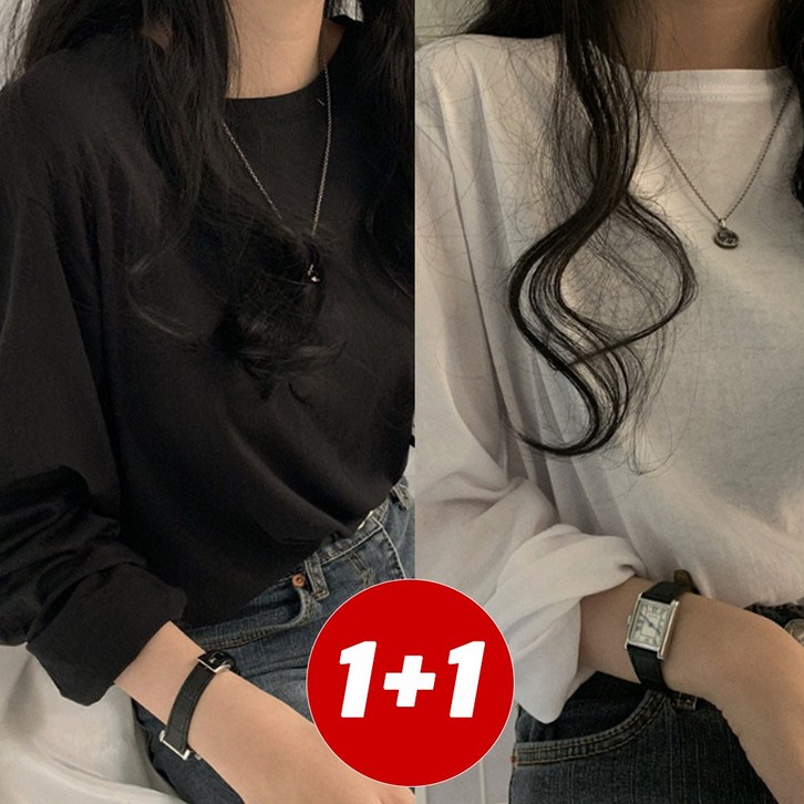 코마드 네츄럴핏 무지 긴팔티 2P WTO011A