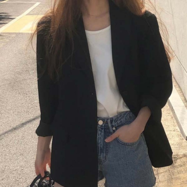 자체제작 루어스룸 어텀 가을 투버튼 루즈핏 하프 오버핏 테일러드 블레이저 하객룩 여성 자켓