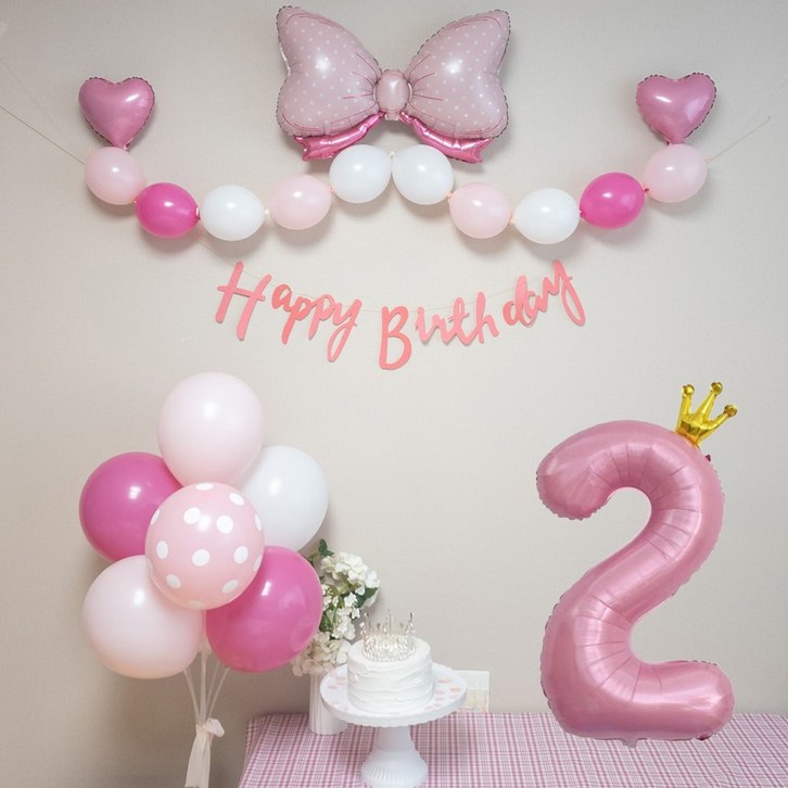 연지마켓 생일풍선 생일파티용품 리본풍선 숫자세트