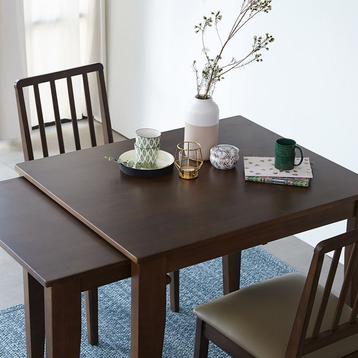 [리비니아] 델리 공간활용 슬라이딩 확장형 식탁 테이블 2color, 월넛 - 쇼핑앤샵