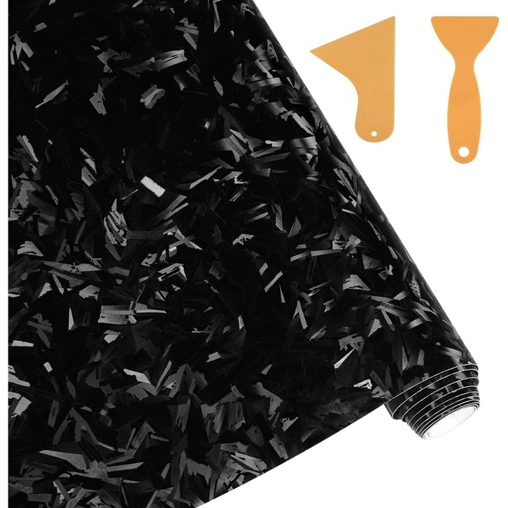 JIZZU 자동차 카본시트지 차량 6D 단조 탄소 섬유 비닐 랩 30 x 150cm 부가 스크레이퍼2개, 카본 블랙, 1개
