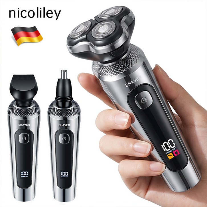 nicoliley 남자 전기면도기 방수 휴대용 면도기 눈썹 코털제거기 전기 면도기 세트