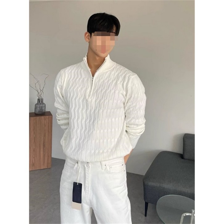 케이블 반집업 니트 5269
