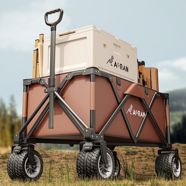 AORAN 캠핑카트 캠핑웨건 광폭타이어 왜건 다기능 아웃도어 캠핑 웨건, 커피, 1개