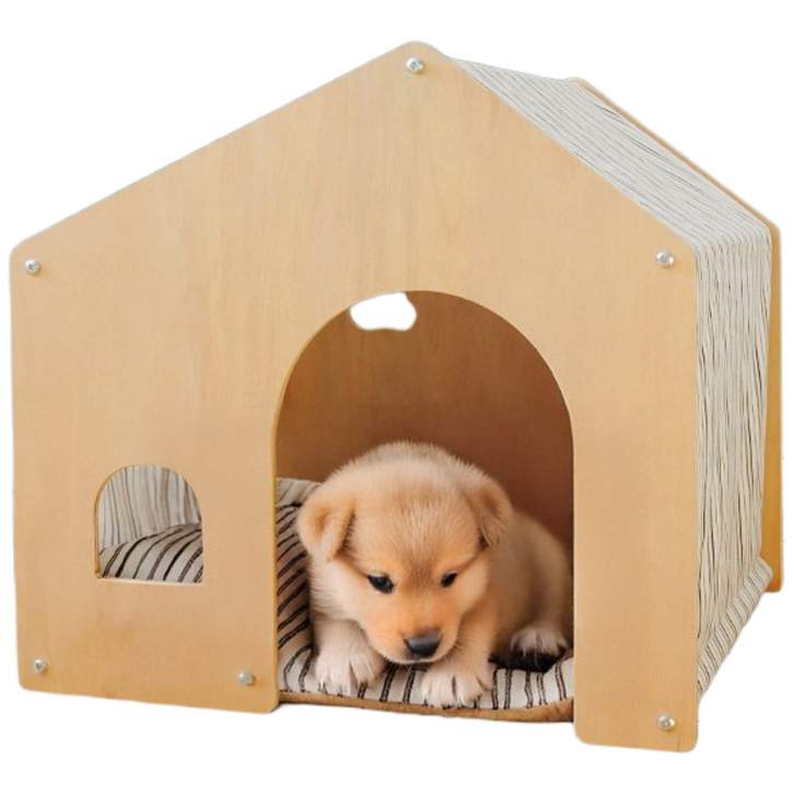 아그다 강아지 원목 하우스, 1개, 화이트
