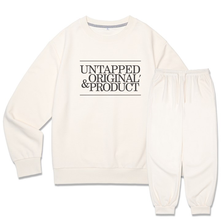 언탭트 남성용 오리지널 세리프 빅로고 맨투맨  조거팬츠 세트