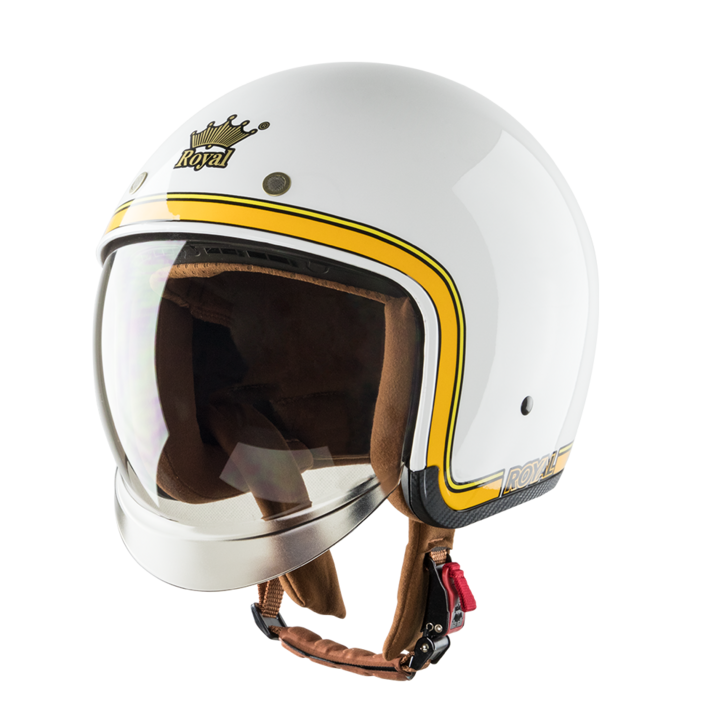 [해외출고] 로얄 M139 클래식 오픈페이스 헬멧 레트로 오토바이 바이크 스쿠터 헬멧, 화이트(유광)