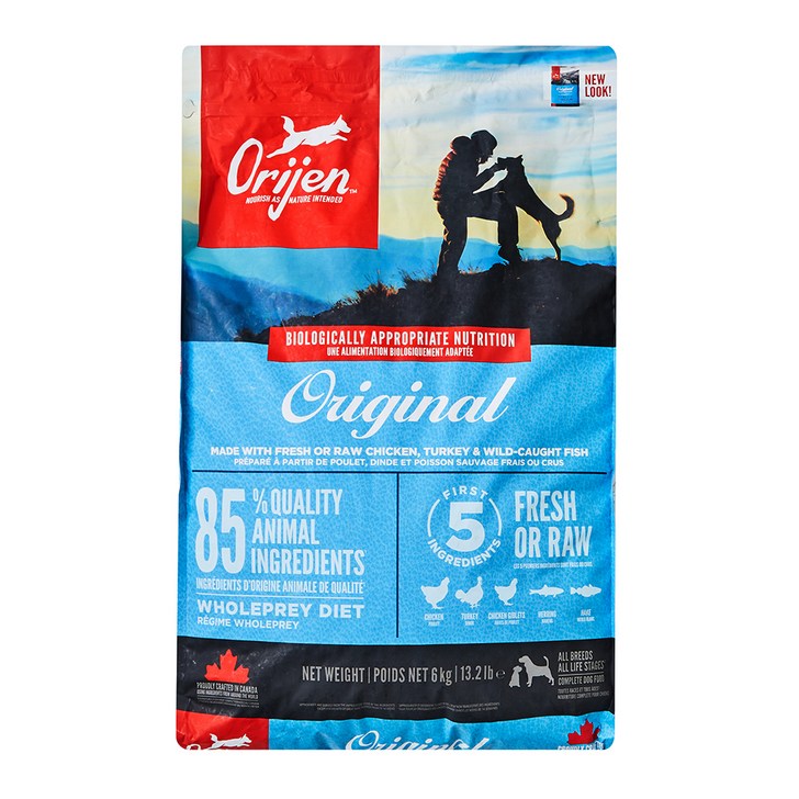 오리젠 전연령 강아지 오리지널 건식사료, 닭, 6kg, 1개