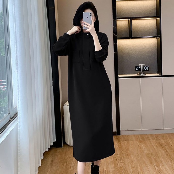 루스리더 여성 라운드넥 긴소매 루즈핏 원피스 V466