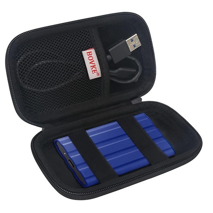 BOVKE 삼성 T7 쉴드  터치 휴대용 SSD 500GB 1TB 2TB USB 3.2 외장 솔리드 스테이트 드라이브용 여행용 케이스, 케이블 및 기타 액세서리를 위한 추가 메시