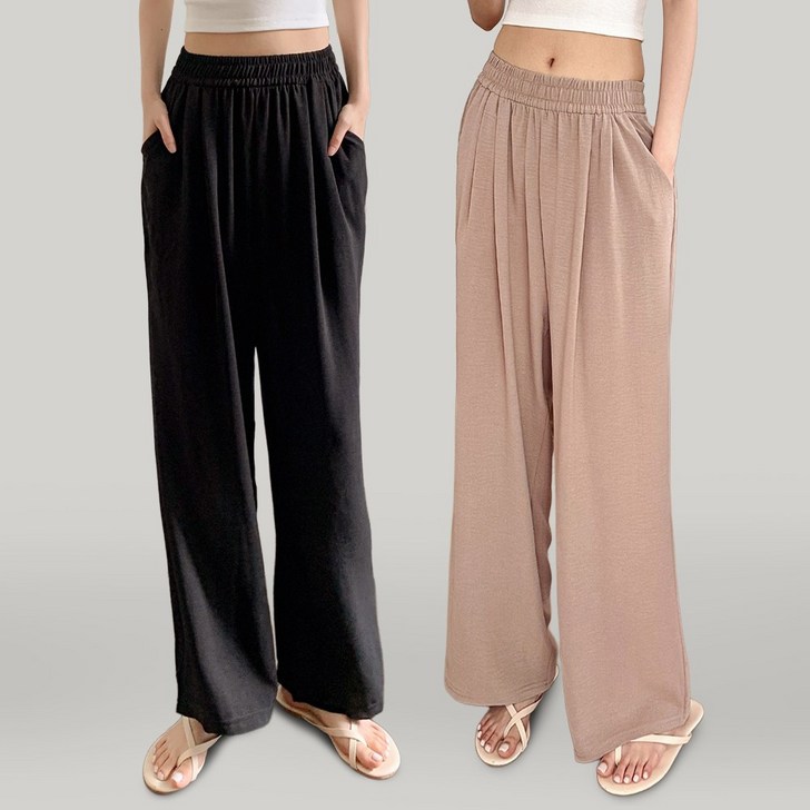 별희옷장 여성 여름 세미 와이드 팬츠 밴딩 바지
