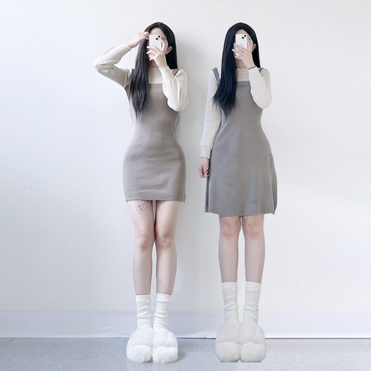 핑크버터 002224 숏,롱2컬러 메리 골지 니트 원피스 레이어드 하객룩 데이트룩 가을 긴팔 미니스커트 나시 일체형 기장추가 핑크버터 002224 숏,롱2컬러 메리 골지 니트 원피스 레이어드 하객룩 데이트룩 가을 긴팔 미니스커트 나시 일체형 기장추가
