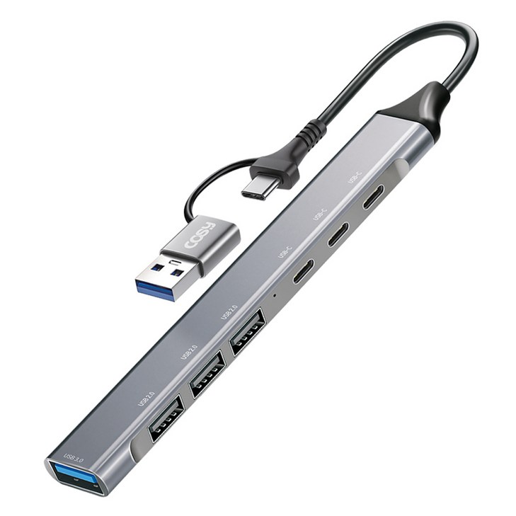 코시 듀얼 커넥터 USB 3.0 슬림 메탈 멀티허브 7포트 C타입 A타입 코시 듀얼 커넥터 USB 3.0 슬림 메탈 멀티허브 7포트 C타입 A타입