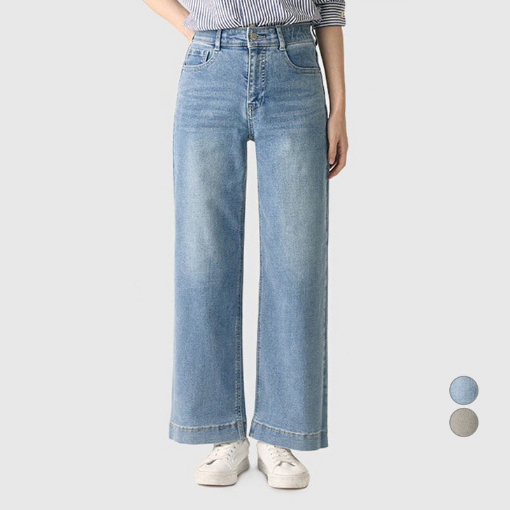 로엠 여성용 앵클 와이드 데님팬츠