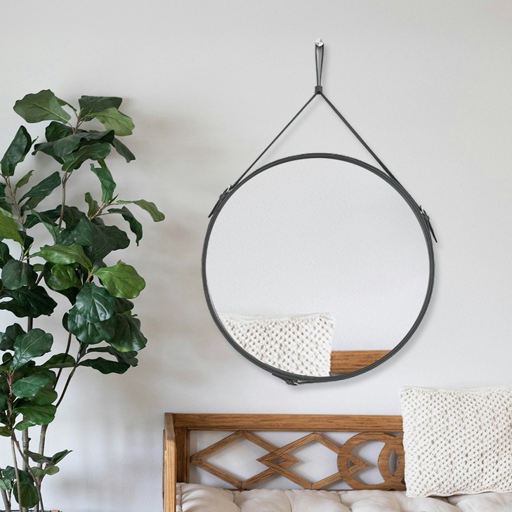 체스터 북유럽풍 원형 벽걸이 거울 50cm, 챠콜