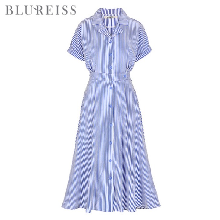 블루레이스 블루레이스 오픈카라줄지단추원피스_B4M1OP3571