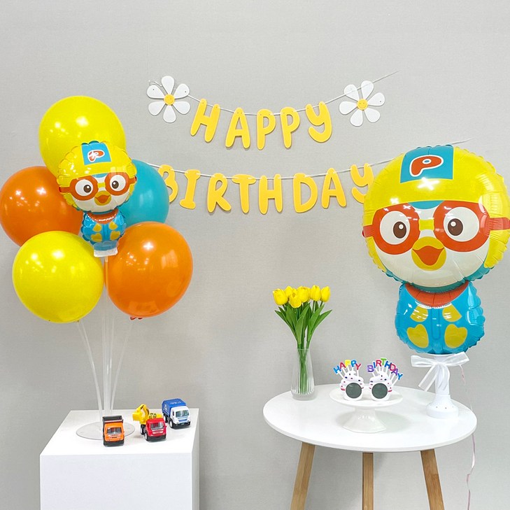파티앤온 뽀로로생일파티 두돌생일상 풍선 세트, 1세트 파티앤온 뽀로로생일파티 두돌생일상 풍선 세트, 1세트