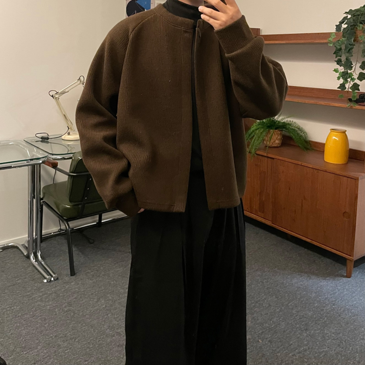 르위 캐시미어 울 크롭 라운드 가디건