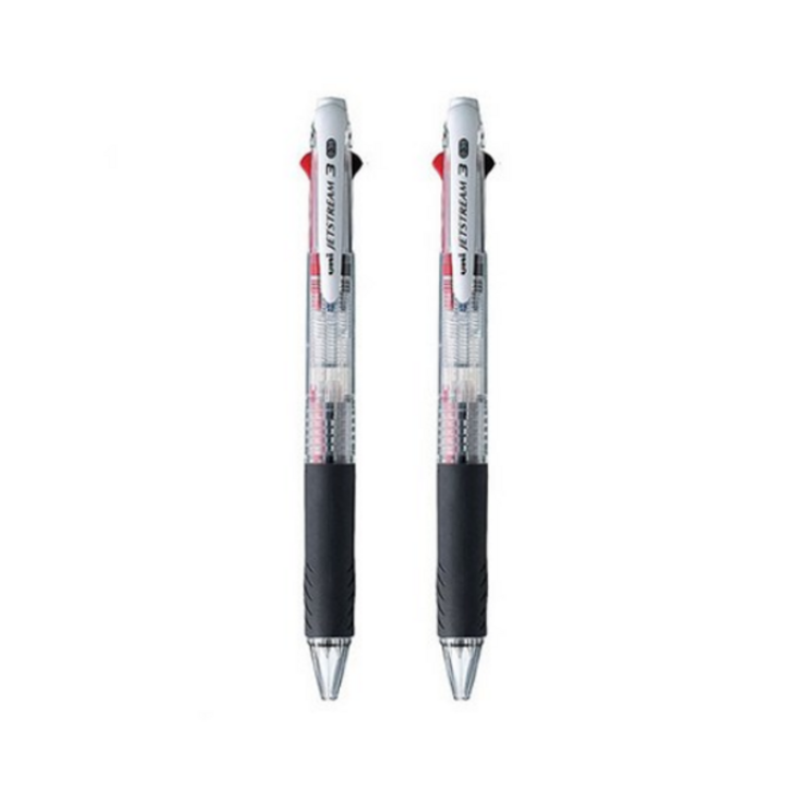 백앤 제트스트림 3색볼펜 0.38mm, 투명, 2개입