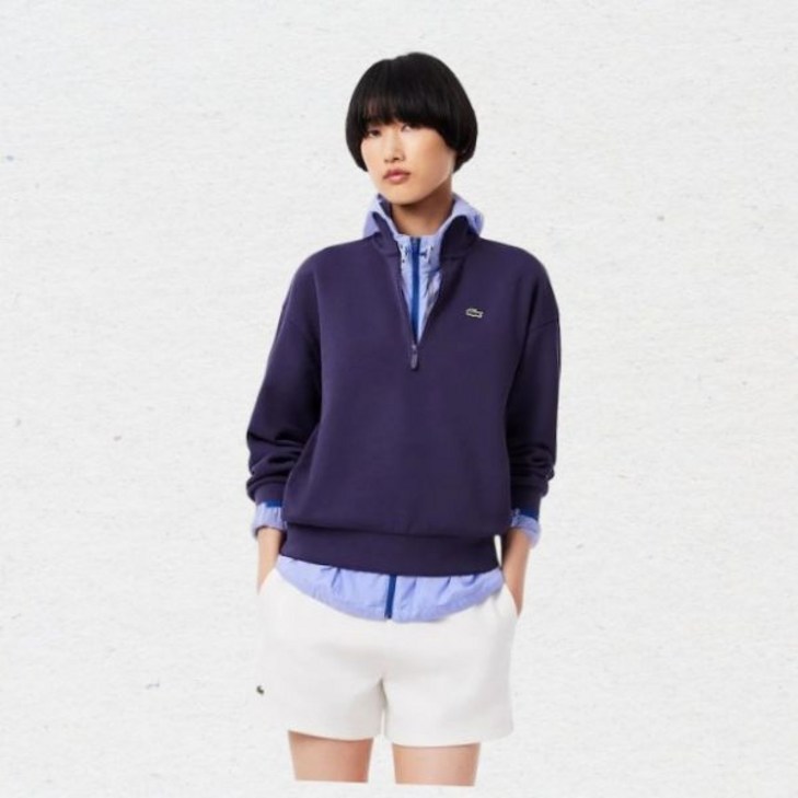 라코스테 LACOSTE 공식 여성 더블페이스 피케 하프집업 스웻셔츠 SF527155N ZSV 367521