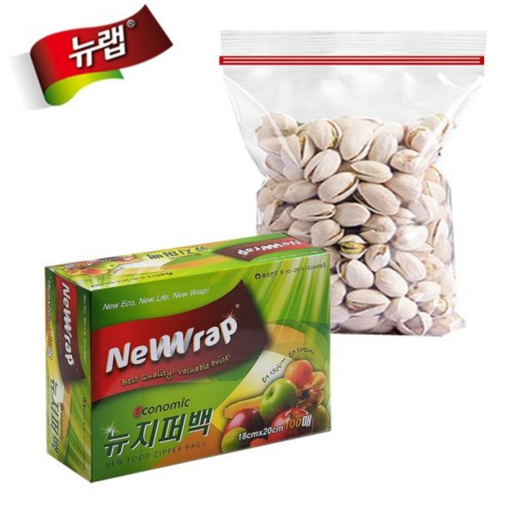 뉴랩 다회용 뉴 지퍼백 대용량100매 18x20 비닐백
