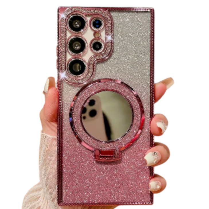 럭스폰 갤럭시 그라데이션 히든 브래킷 미러 케이스  글리터 필름 증정