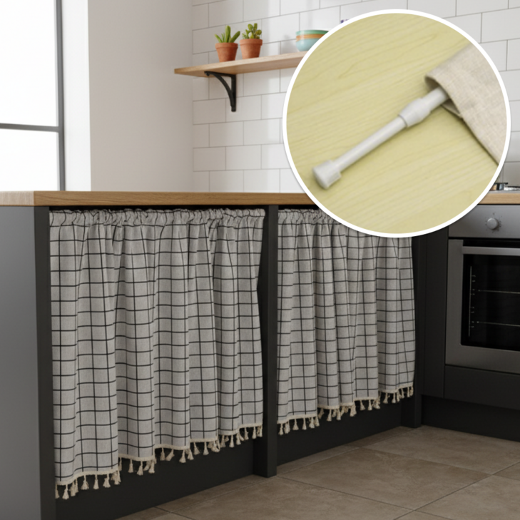 륀레브 주방 창문 선반 바란스 커튼