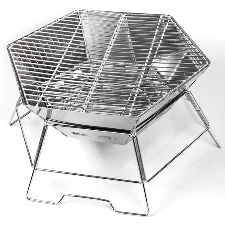 카밀라이트 접이식 스테인레스 육각 화로대 휴대용 야외 바베큐 그릴 캠핑 불멍, 1개