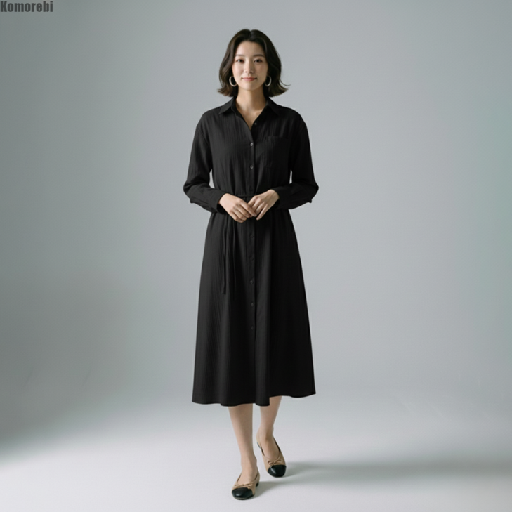 아뗄릭 오펠라 허리 조절 셔츠 원피스 11399