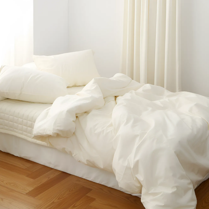 슬립클라우드 순면 이불커버 부드러운 호텔 침대 무지 사계절 먼지없는 양면 광목이불커버, 아이보리