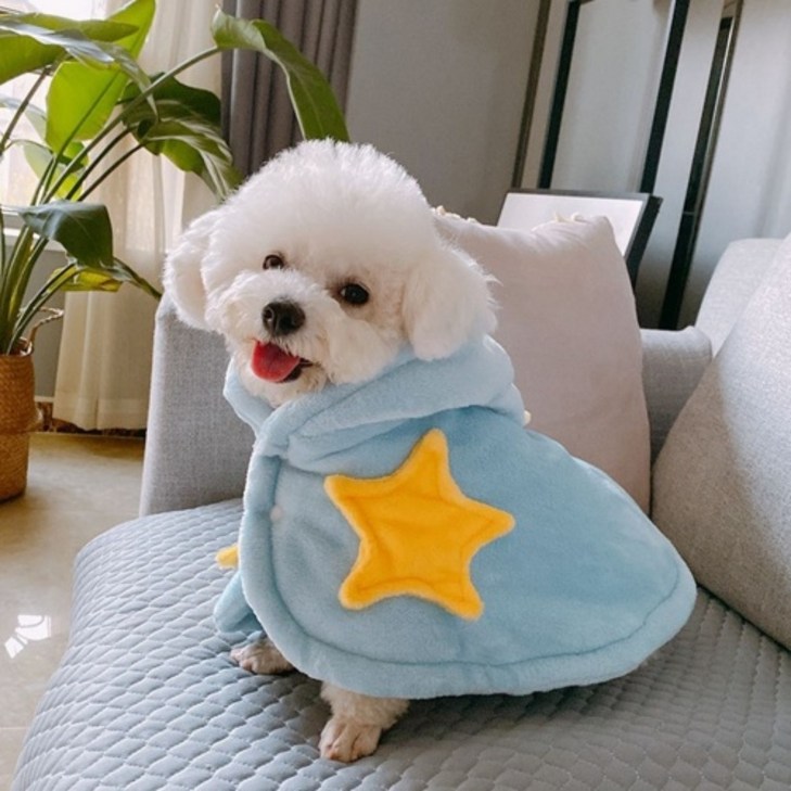 강아지 고양이 겨울옷 입는 담요 망토 패딩, 단일색상, 1개