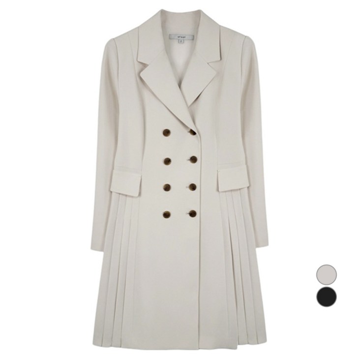 온앤온 여성용 사이드플리츠 더블버튼 원피스