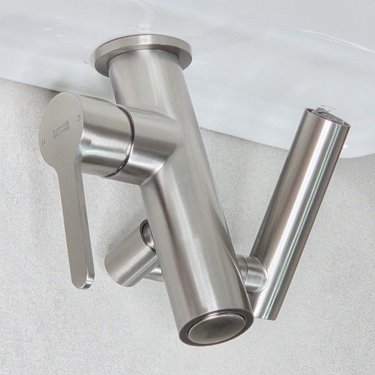 세면기 세면대 원홀수전 샤워겸용수전 욕실 화장실 스텐무광 원형고급 회전형 아기비데,양치수전 7004, 1개