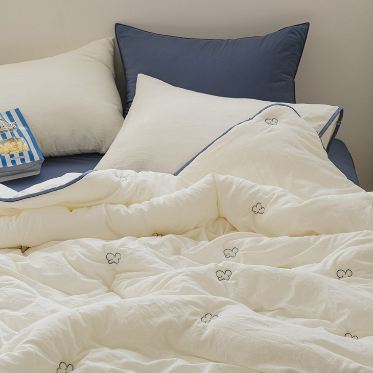 바자르 크리미 마이크로 워싱 자수 사계절 차렵이불